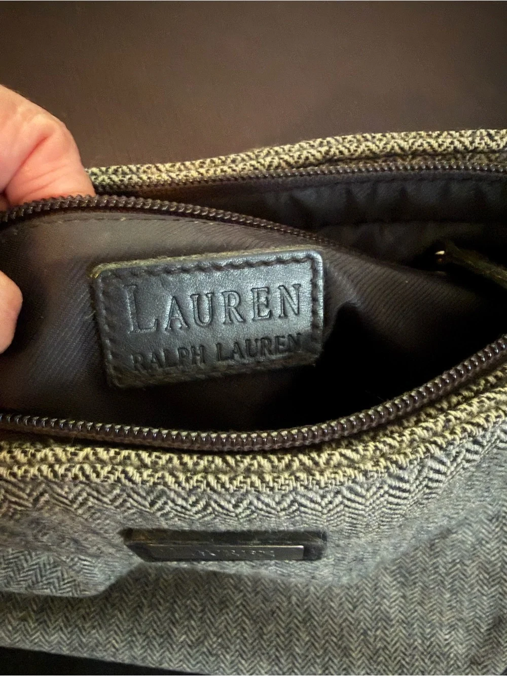 Lauren Ralph Lauren Gray Herringbone Shoulder Bag